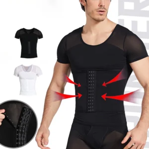 1pcs Men's shapewear Tops waist body Shaping Short Sleeves Abdomen Shapewear Waist Trainer T Shirt Tummy Slimming Sheath Corset