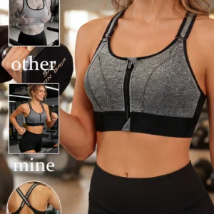 Women's Front Zipper Sports Bra Vest Adjustable Straps